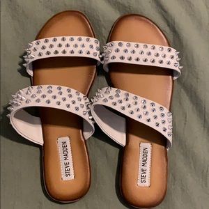 Steve Madden White Studded Sandals